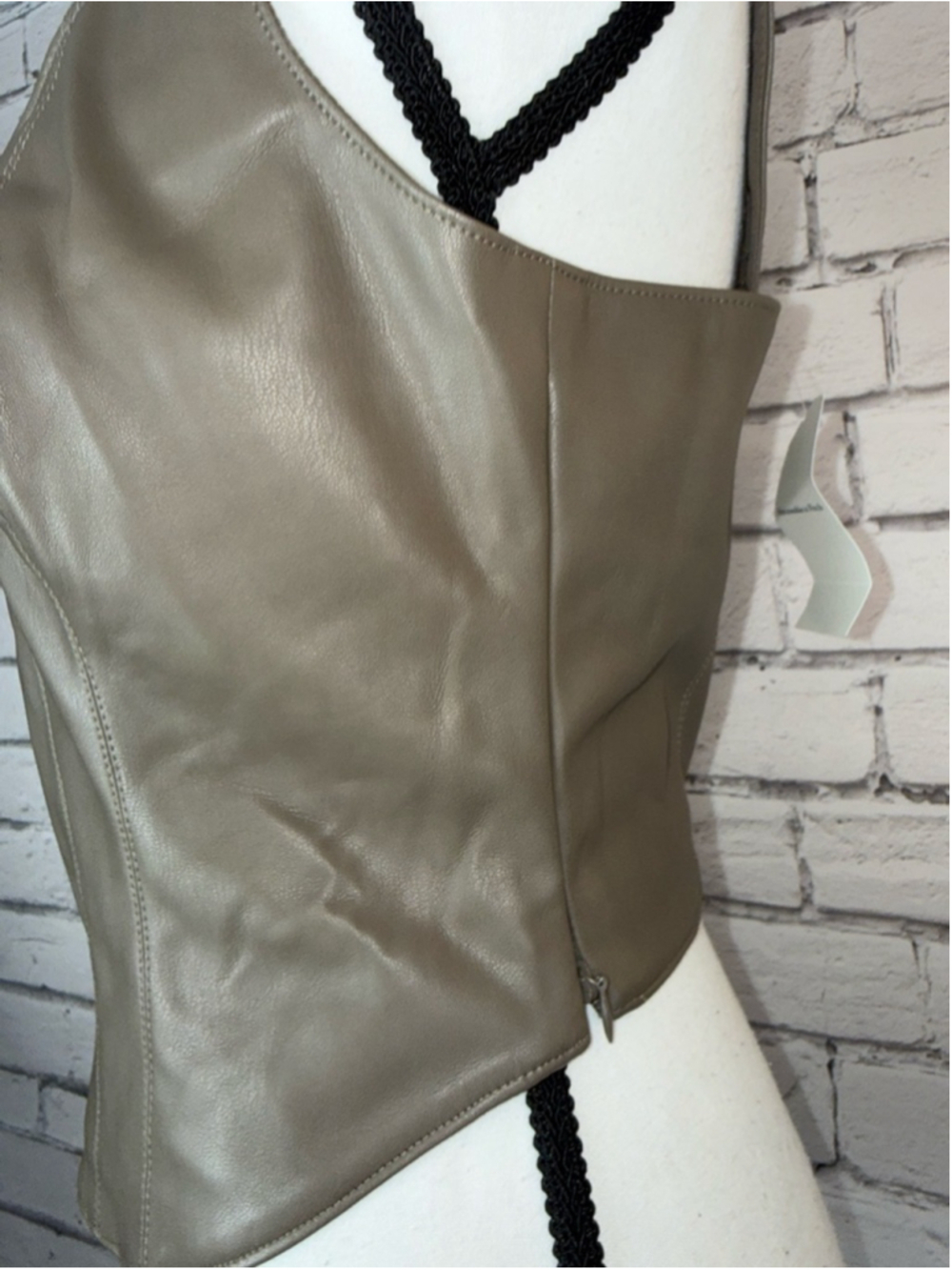 Women's Abercrombie & Fitch Corset Tank Top Faux Leather Taupe Tan size Medium - Picture 5 of 12